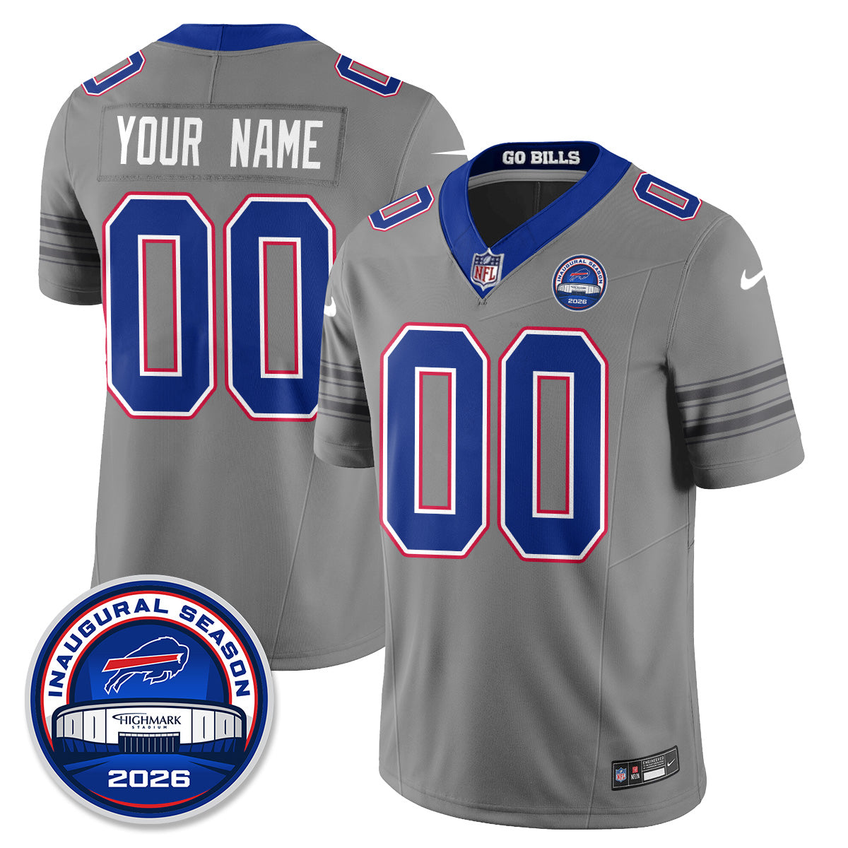 Buffalo Bills Gray Nickel City Custom Vapor Jersey - Stitched