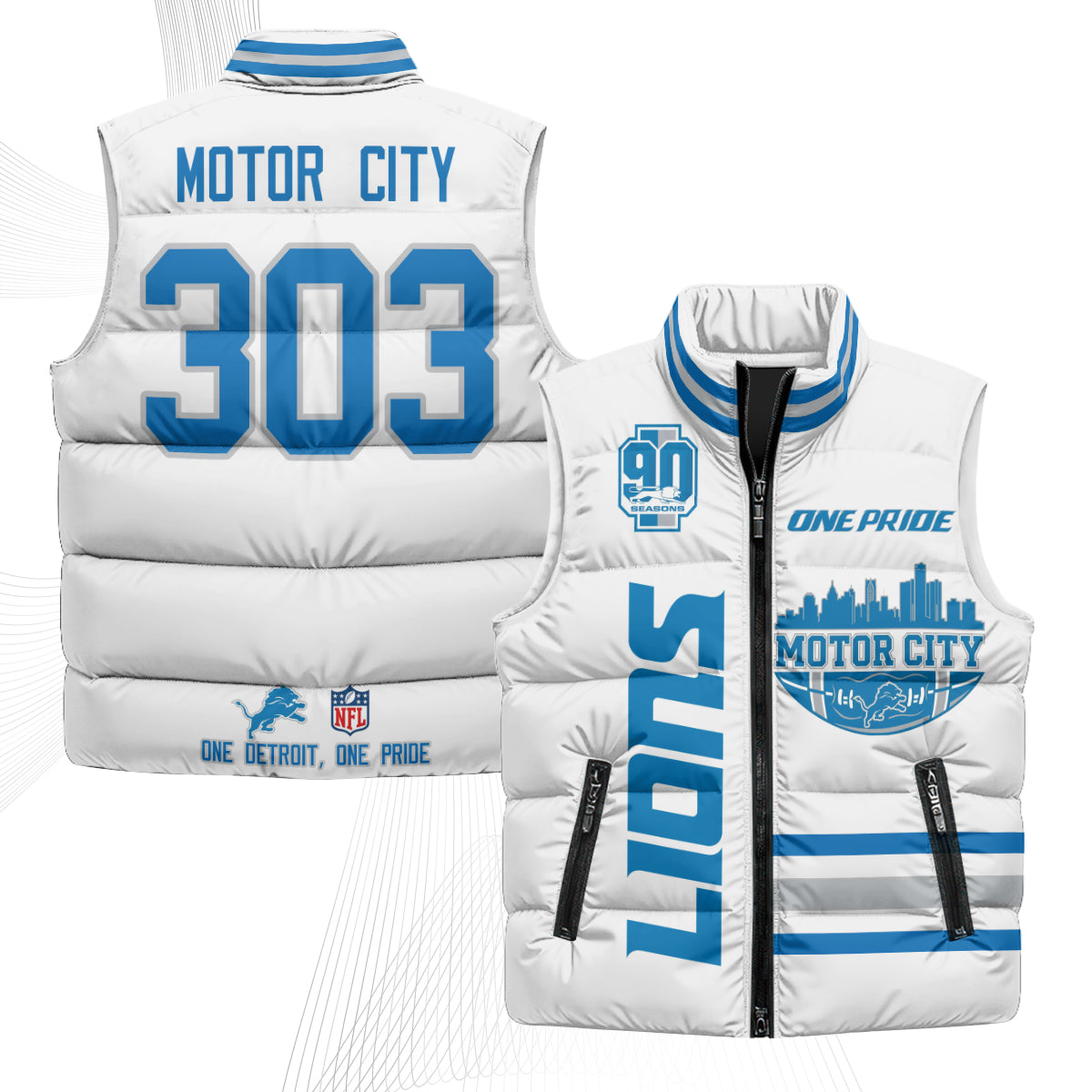 DET Motor City Puffer Vest - Printed