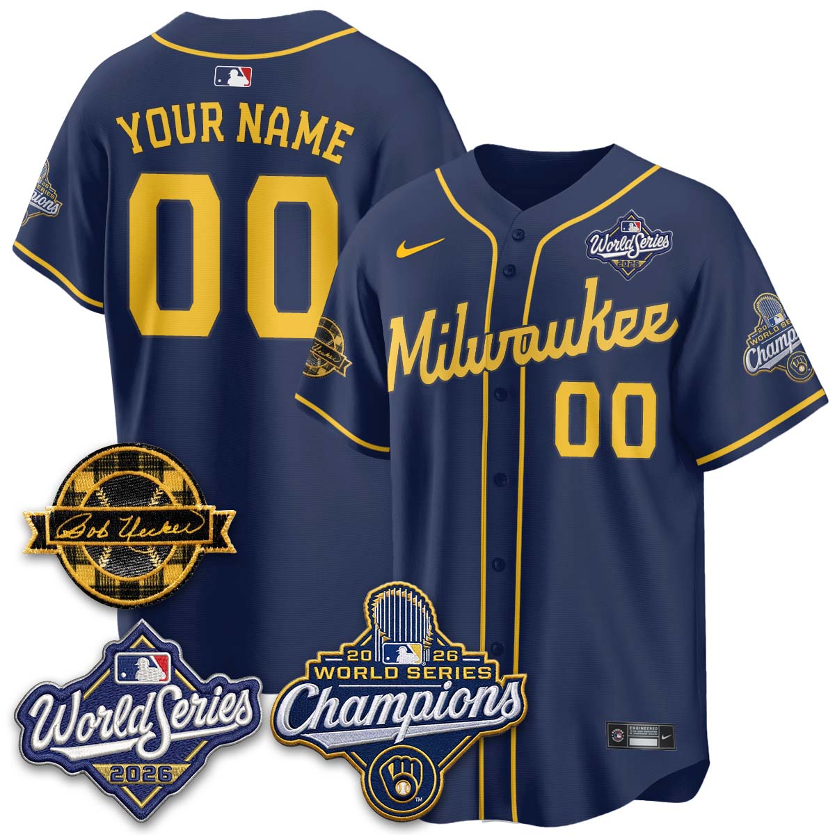 MIL 2026 WS Champions - Bob Uecker Patch Custom Vapor Jersey - Stitched