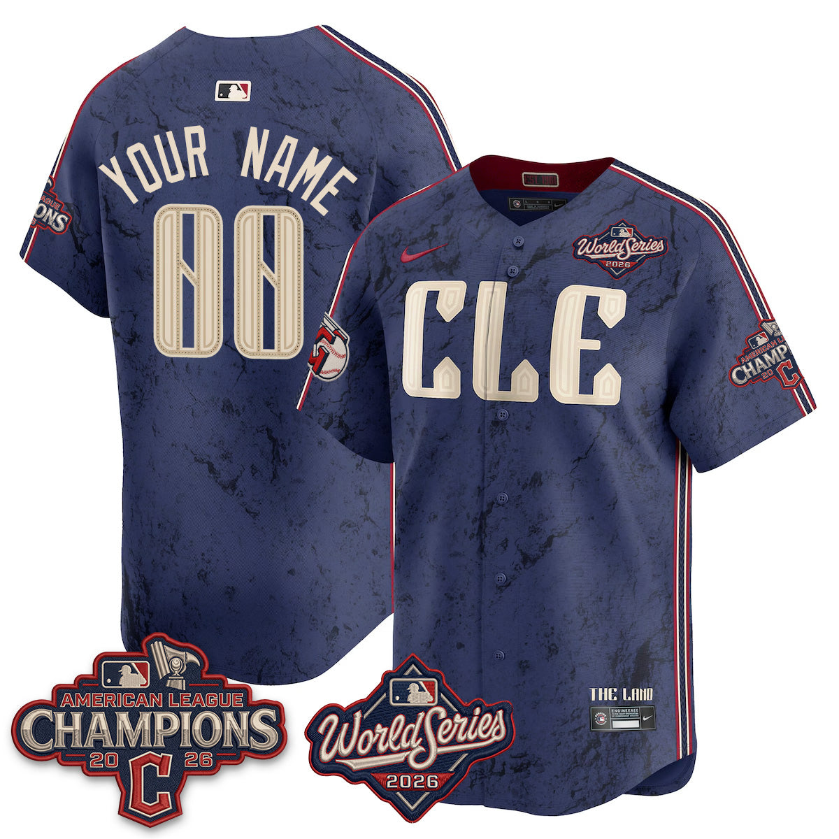 CLE 2026 AL Champions Custom Vapor Jersey - Stitched