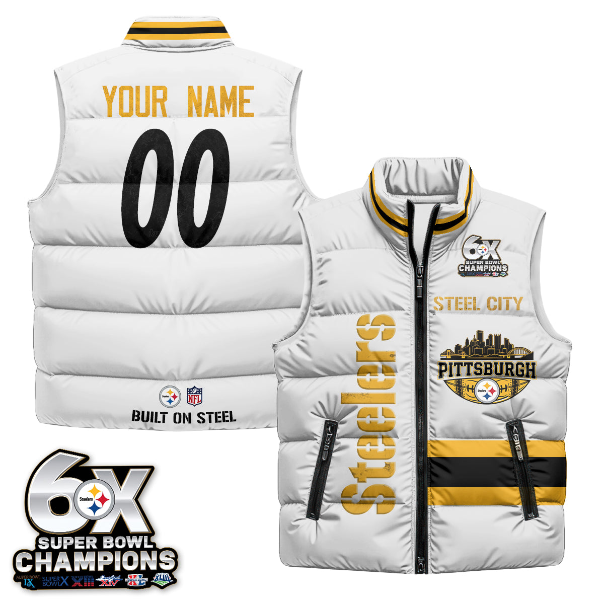 PIT "Steel City" Custom Puffer Vest - Printed