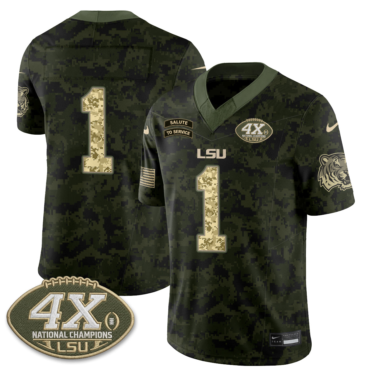 LSU Tigers 2026 Salute to Service Vapor Jersey - Stitched