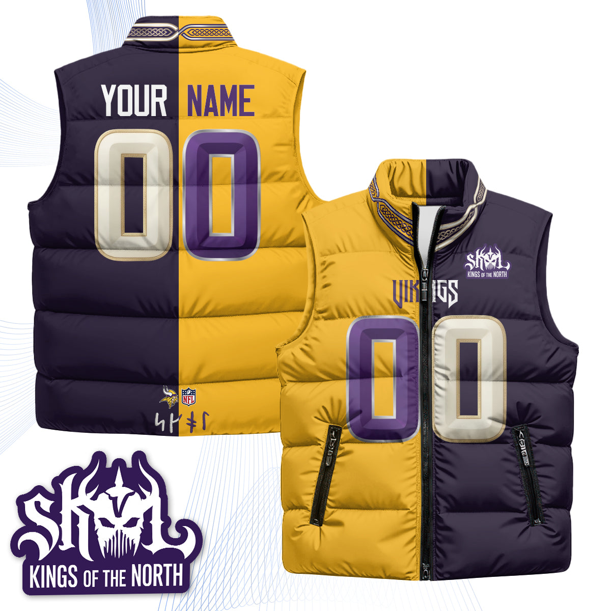 Minnesota Vikings 2026 Rivalries Custom Puffer Vest - Printed