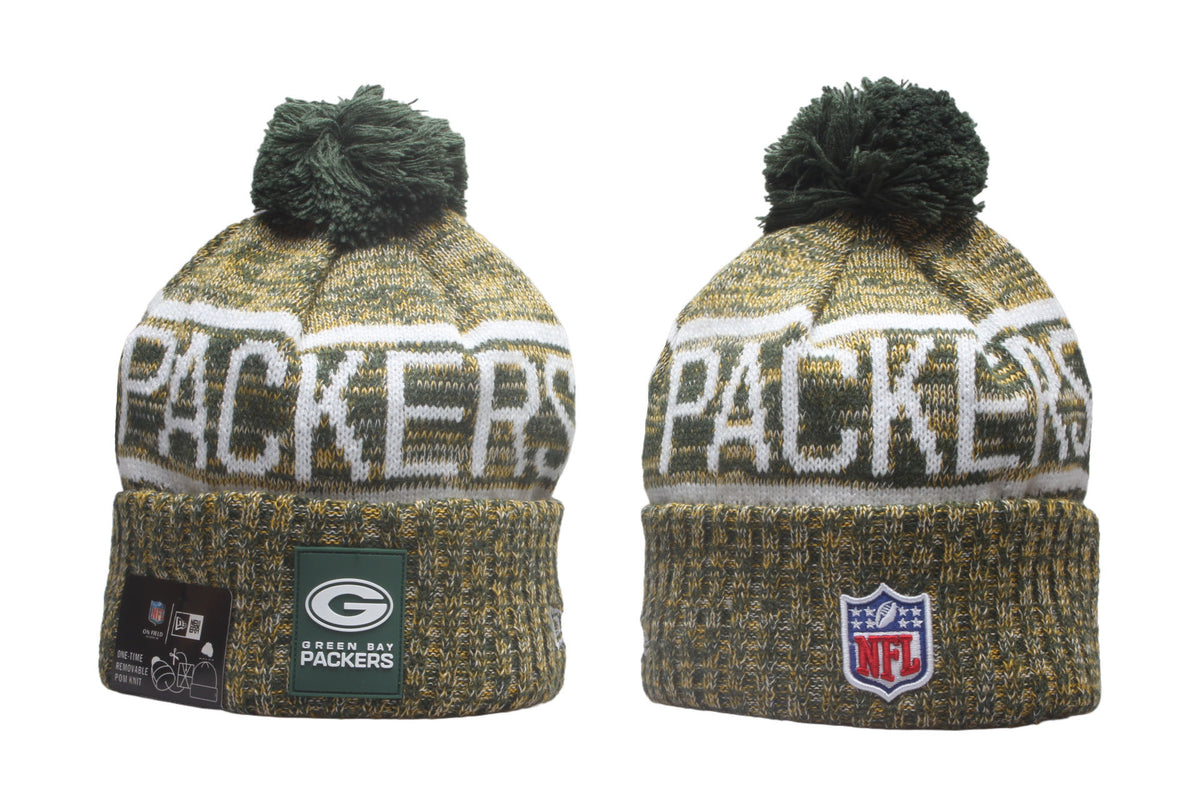 Green Bay Packers Cuffed Knit Hat with Pom - Rubber Patch