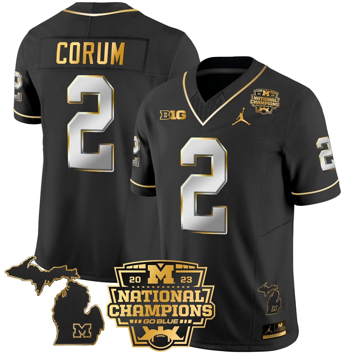 MW 2023 National Champions Patch Gold Vapor Jersey V3 - All Stitched