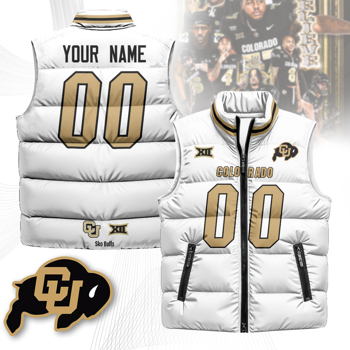Colorado Buffaloes Custom Unisex Puffer Vest