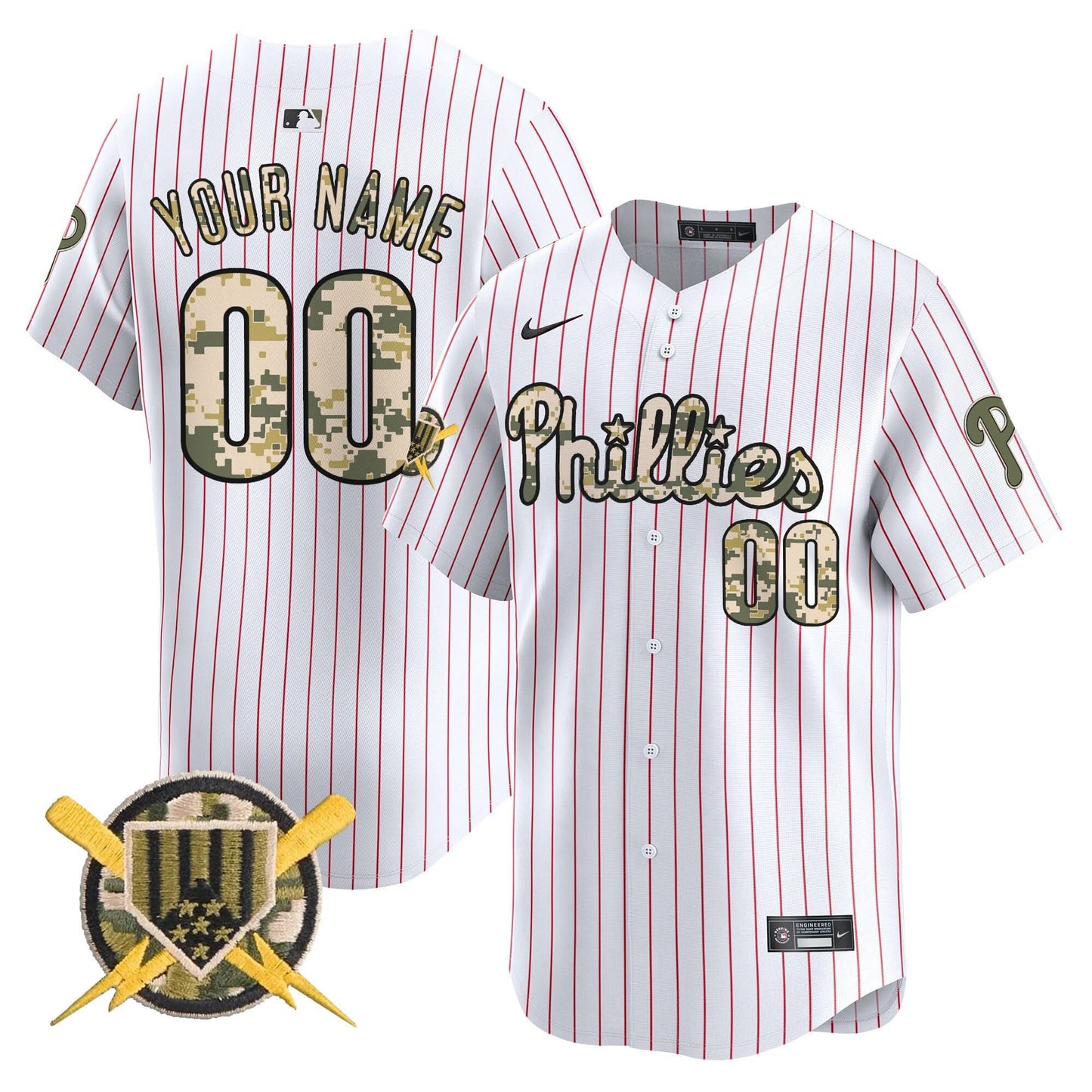 Phillies Armed Forces Day Vapor Premier Limited Custom Jersey - All Stitched