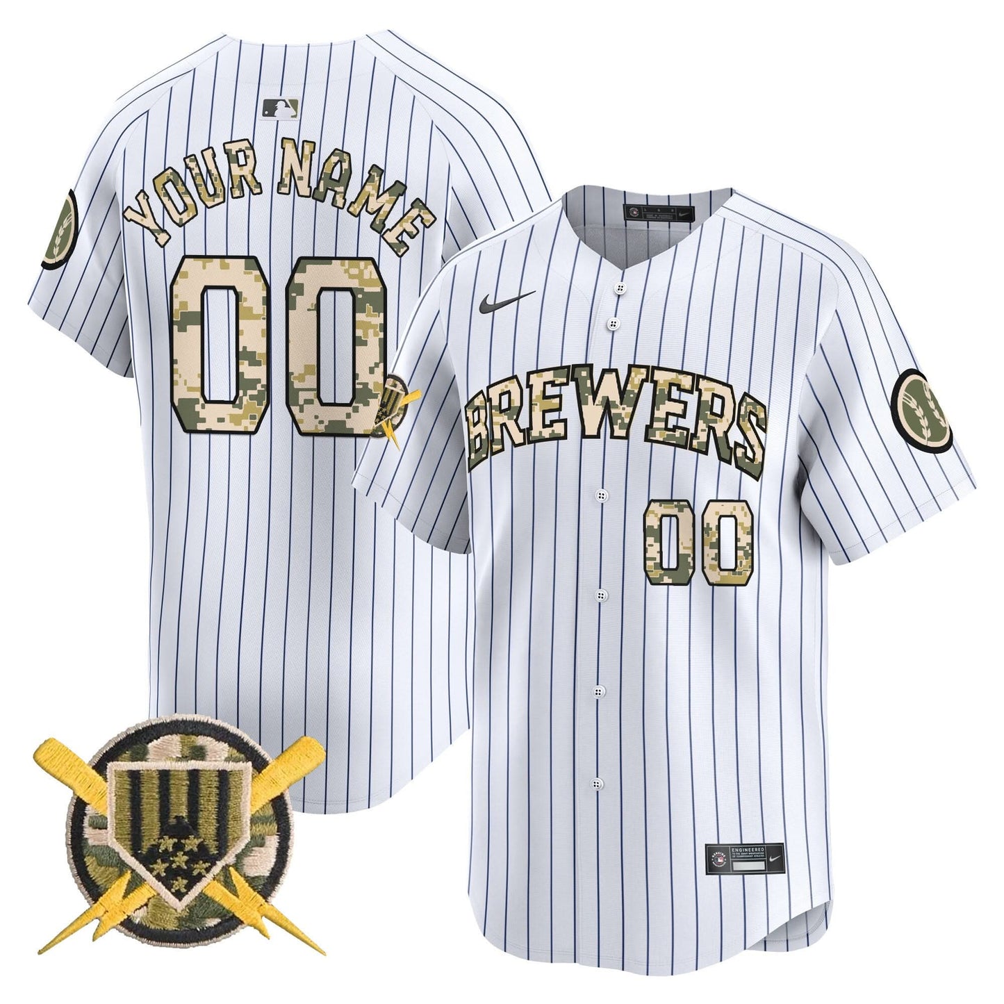 Milwaukee Brewers Armed Forces Day Vapor Premier Limited Custom Jersey - All Stitched