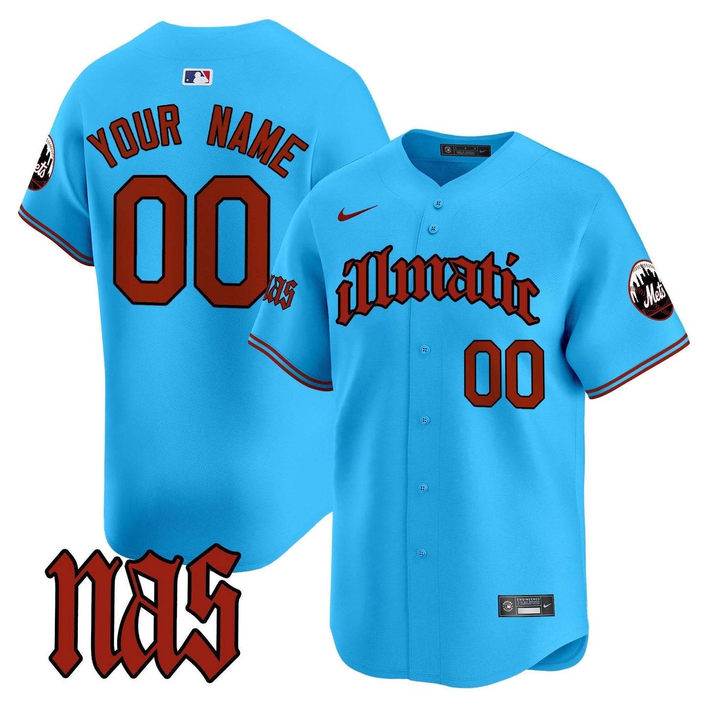 NYM Nas Illmatic Vapor Premier Limited Custom Jersey - All Stitched
