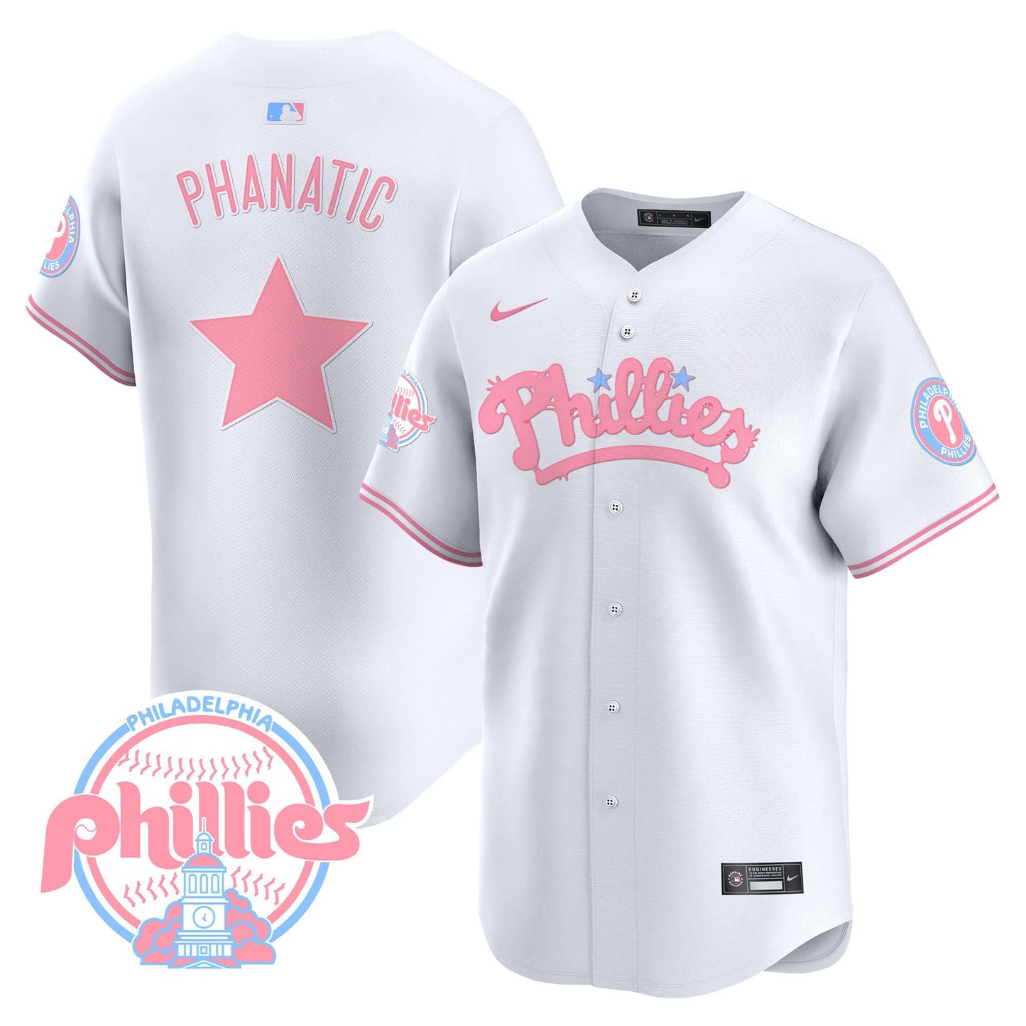 Men's Phillies Bubblegum Pink Vapor Premier Limited Jersey - All Stitched