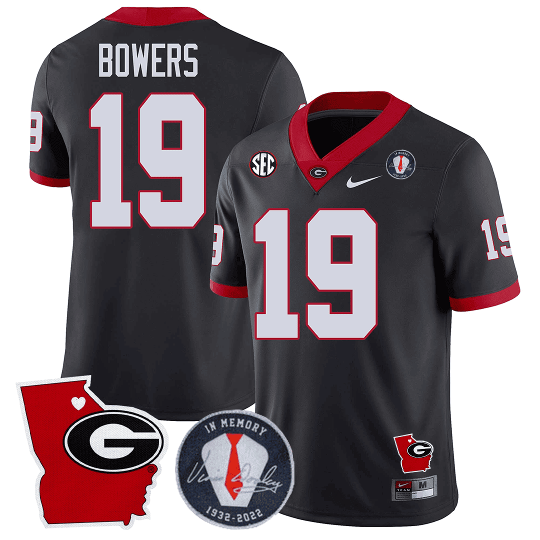 GB 2023 Vince Dooley Patch & Georgia State Map Jersey - All Stitched