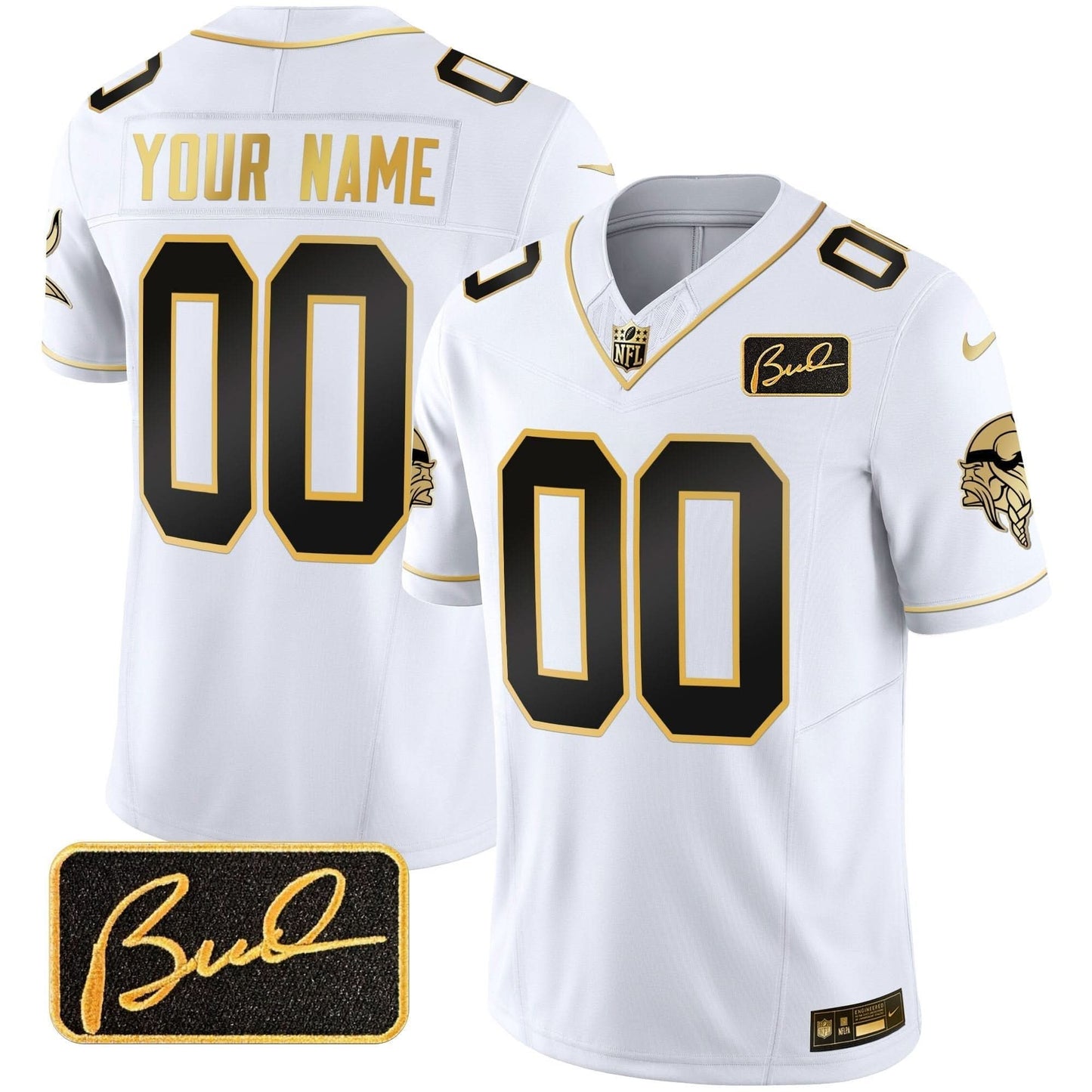 MIN Bud Grant Patch Gold Limited Custom Jersey V2