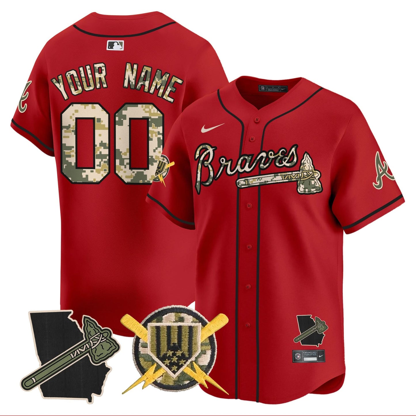 Atlanta Braves Armed Forces Day Vapor Premier Limited Custom Jersey - All Stitched
