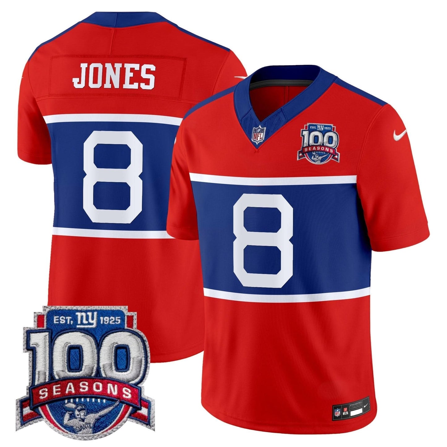 NYG 'Century Red' 100th Season Commemorative Vapor Jersey - All Stitched