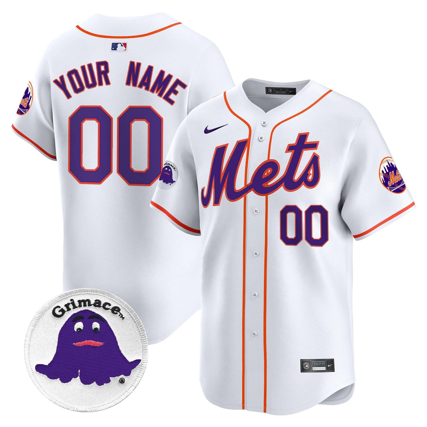 Mets Grimace Vapor Premier Limited Custom Jersey - All Stitched
