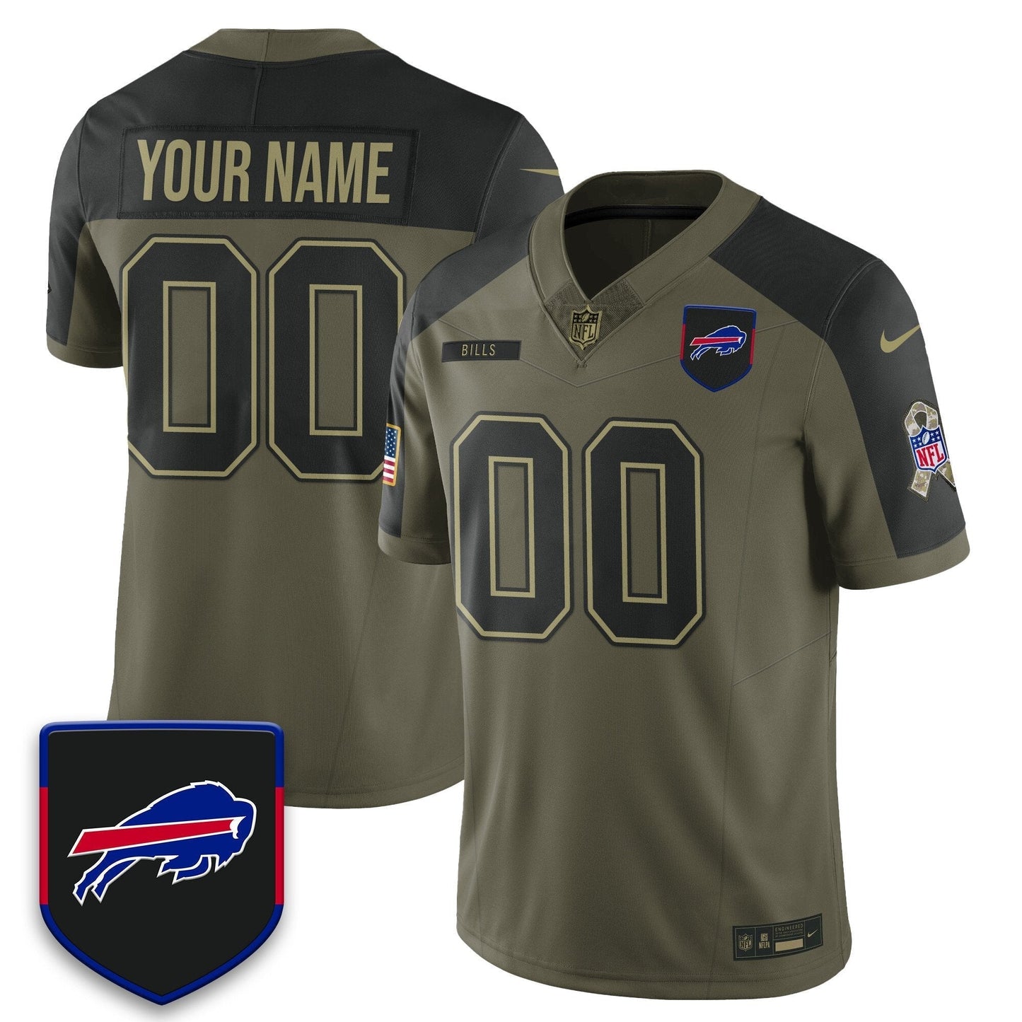 Buffalo Bills 2025 Salute to Service Limited Custom Jersey - All Stitched