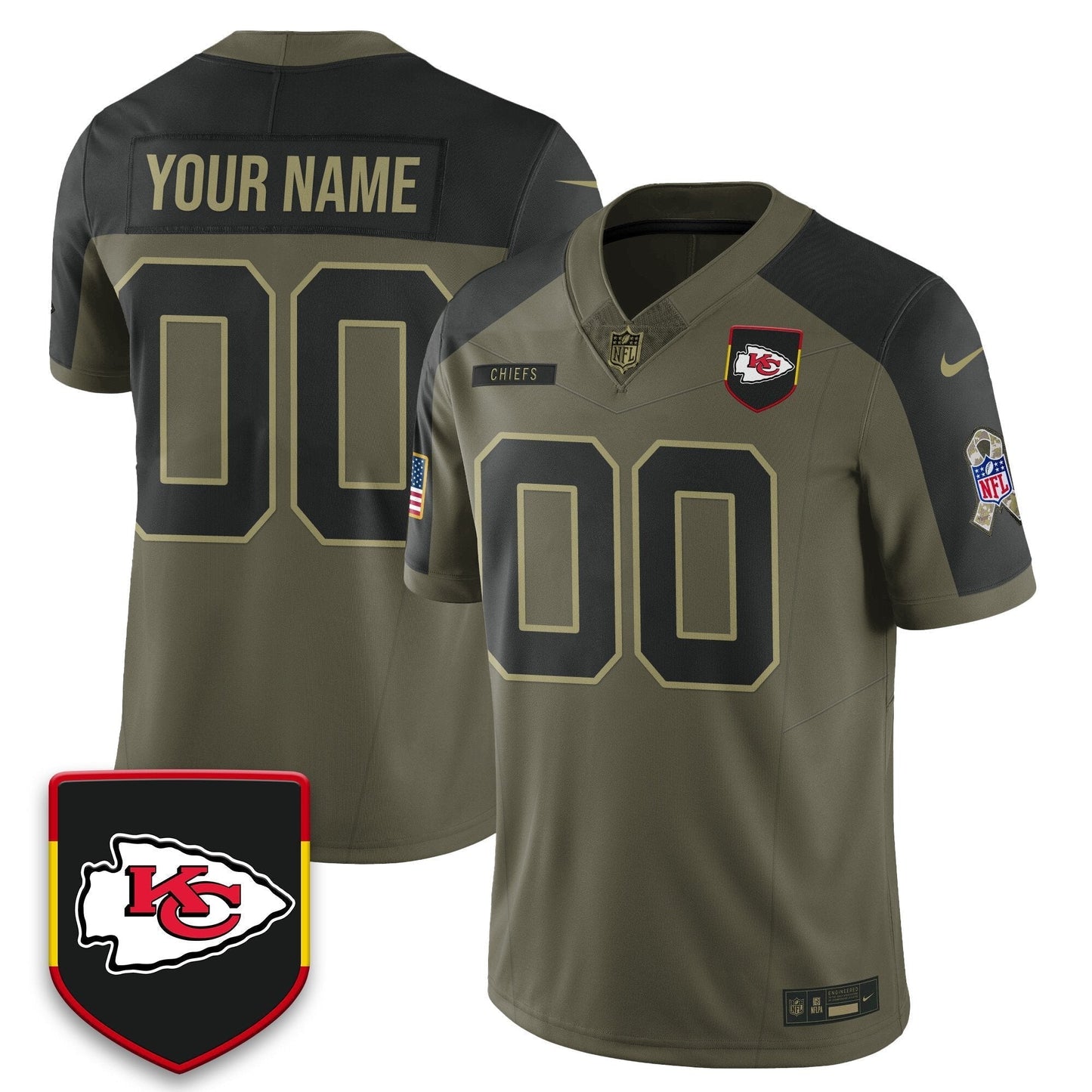 Kansas City Chiefs 2025 Salute to Service Limited Custom Jersey - All Stitched