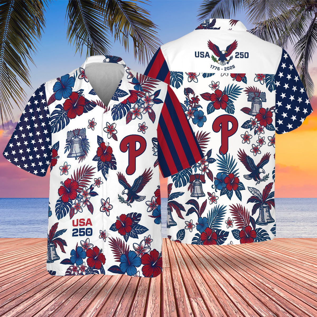 PHI Special Semiquincentennial Hawaiian Design Button Shirt V5