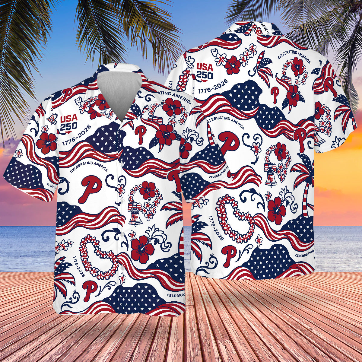 PHI Special Semiquincentennial Hawaiian Design Button Shirt V3