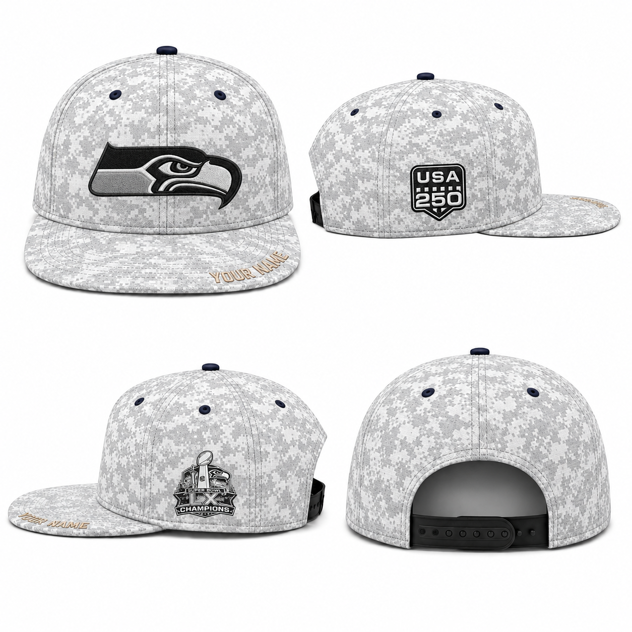 SEA Salute To Service Personalized Snapback Cap - Printed