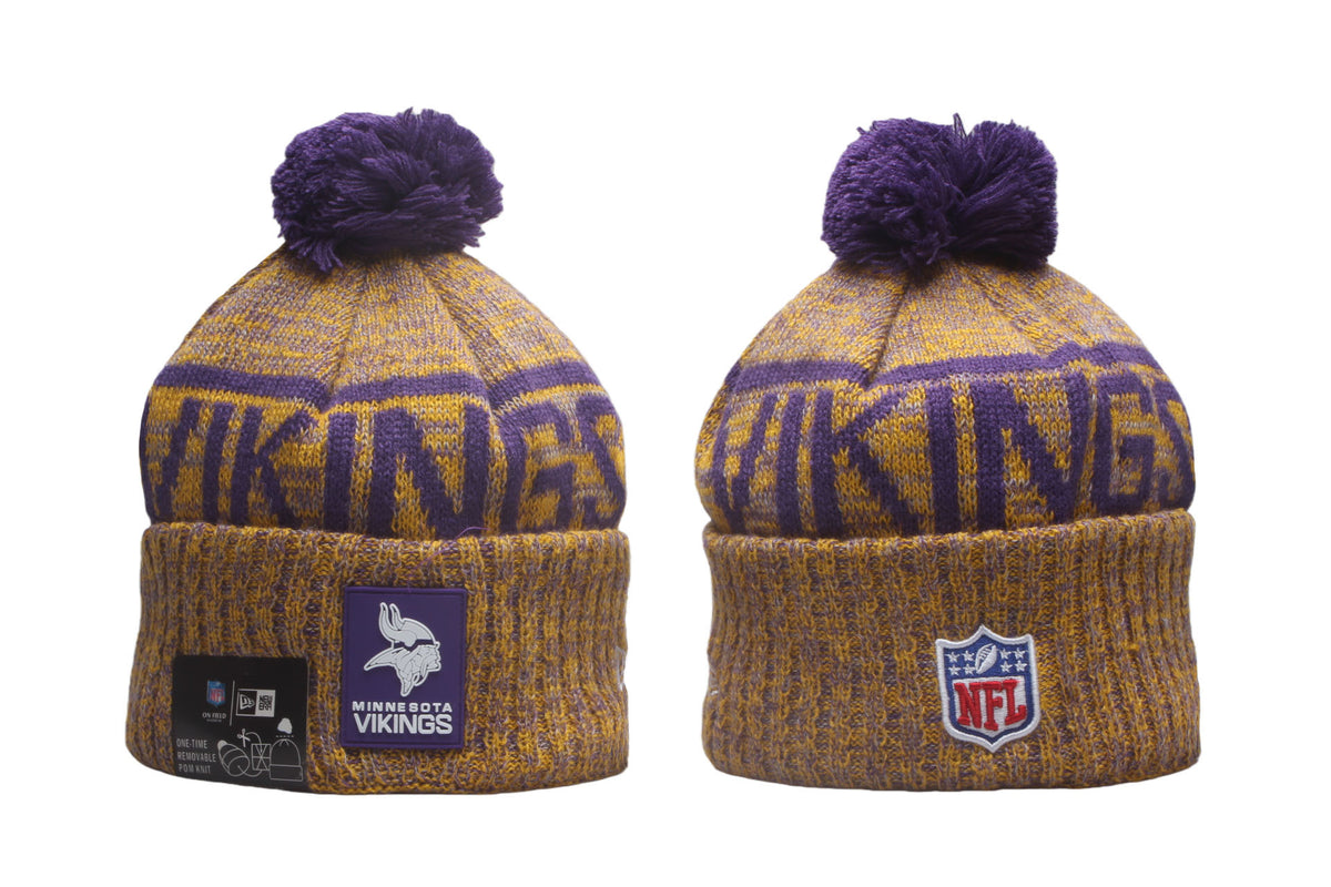 Minnesota Vikings Cuffed Knit Hat with Pom - Rubber Patch