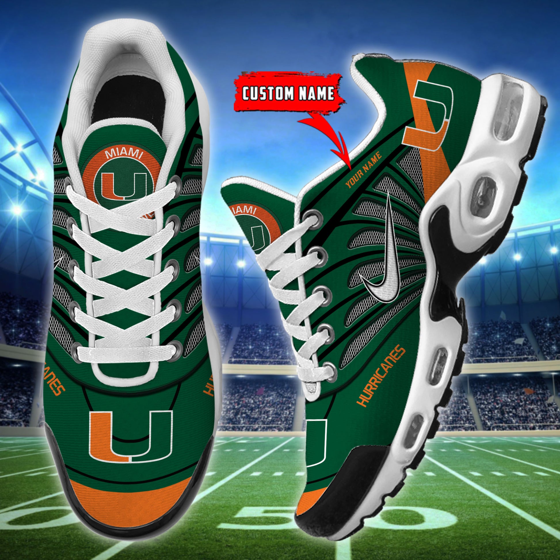 Miami Hurricanes NCAA Air Max Plus Shoes - Limited