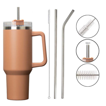 Combo 2 Stainless Steel Straw, Cleaning Brush & 1 Coaster