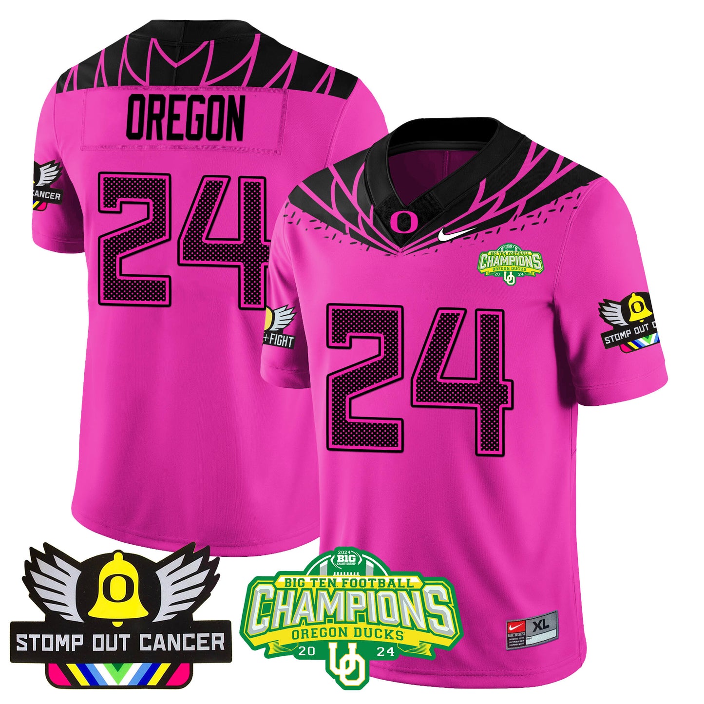 Oregon Alternate 2024 Big Ten Champions Jersey V3 - All Stitched