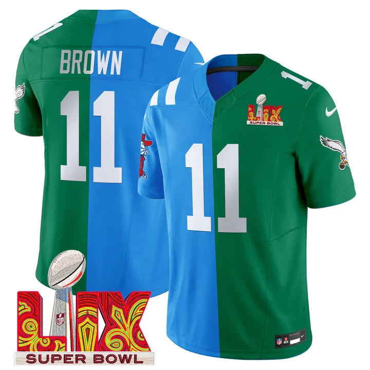 Split Philadelphia Eagles Super Bowl LIX & College Football Vapor Limited Jersey - All Stitched