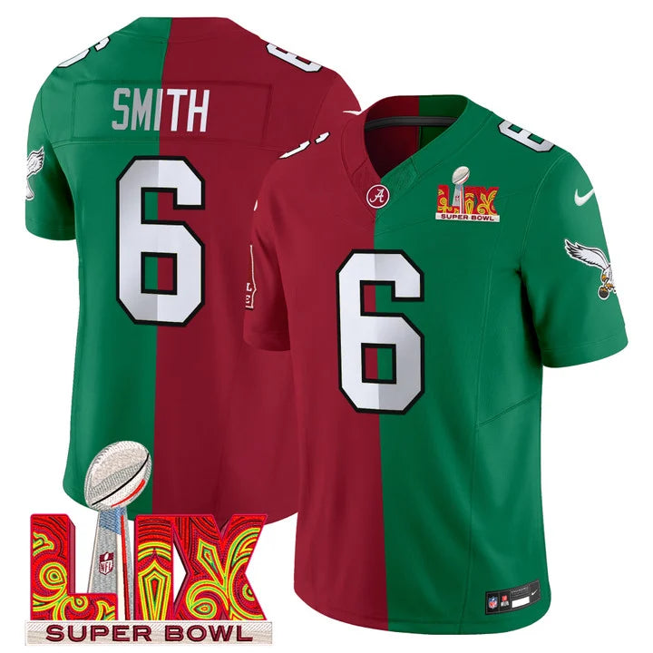 Split Philadelphia Eagles Super Bowl LIX & College Football Vapor Limited Jersey - All Stitched