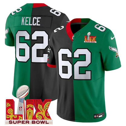 Split Philadelphia Eagles Super Bowl LIX & College Football Vapor Limited Jersey - All Stitched