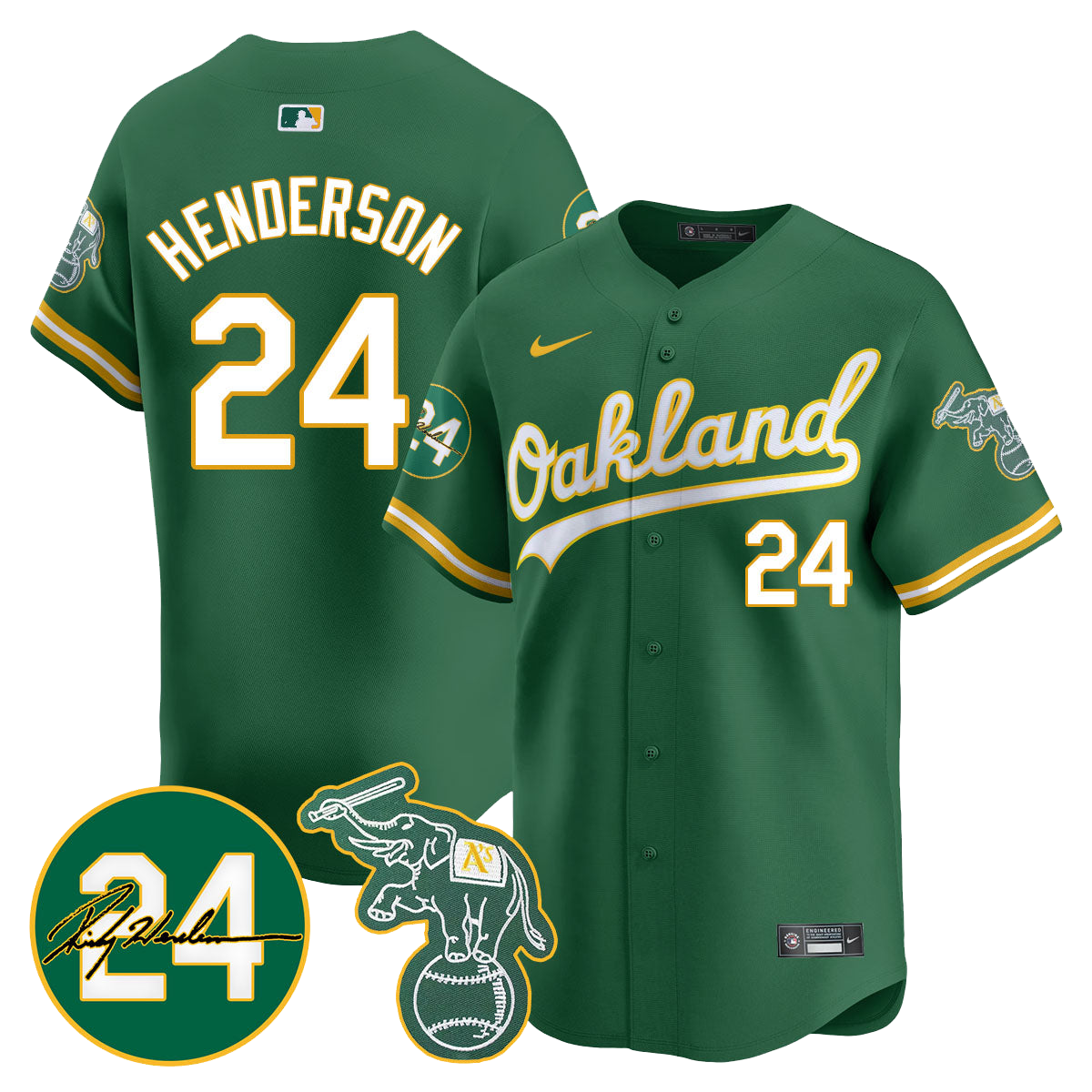 A's - Mariners Ricky Henderson Memorial Jersey - All Stitched