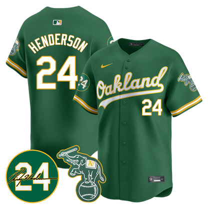 A's - Mariners Ricky Henderson Memorial Jersey - All Stitched