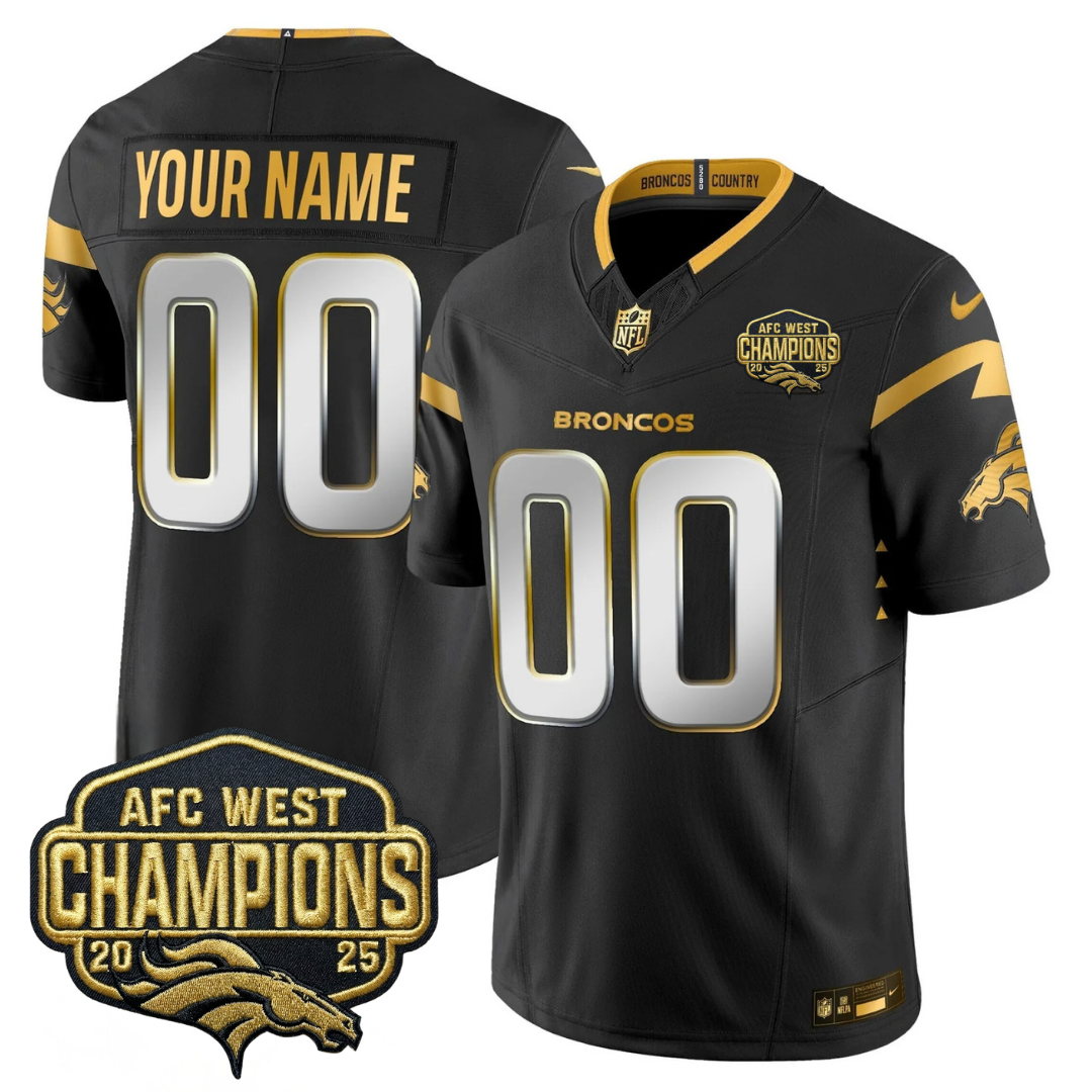 DEN AFC West Champions Patch Gold Vapor Limited Jersey - All Stitched