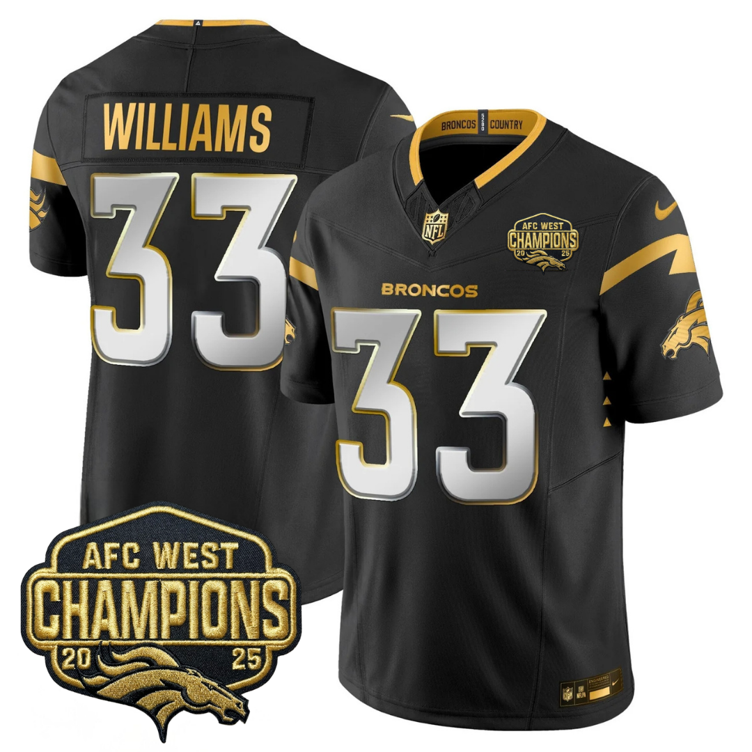 DEN AFC West Champions Patch Gold Vapor Limited Jersey - All Stitched