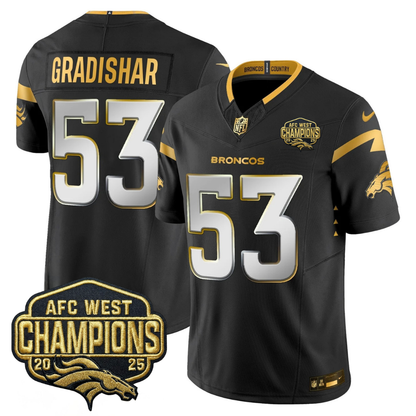DEN AFC West Champions Patch Gold Vapor Limited Jersey - All Stitched