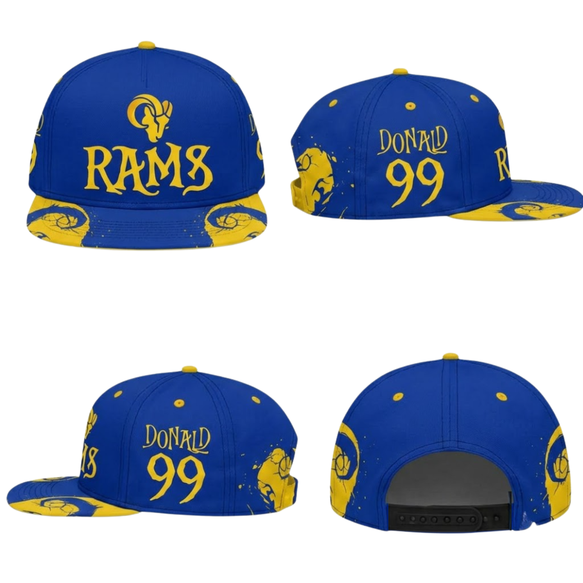 Los Angeles Rams x Nightmare Edition Custom Snapback Cap - Printed