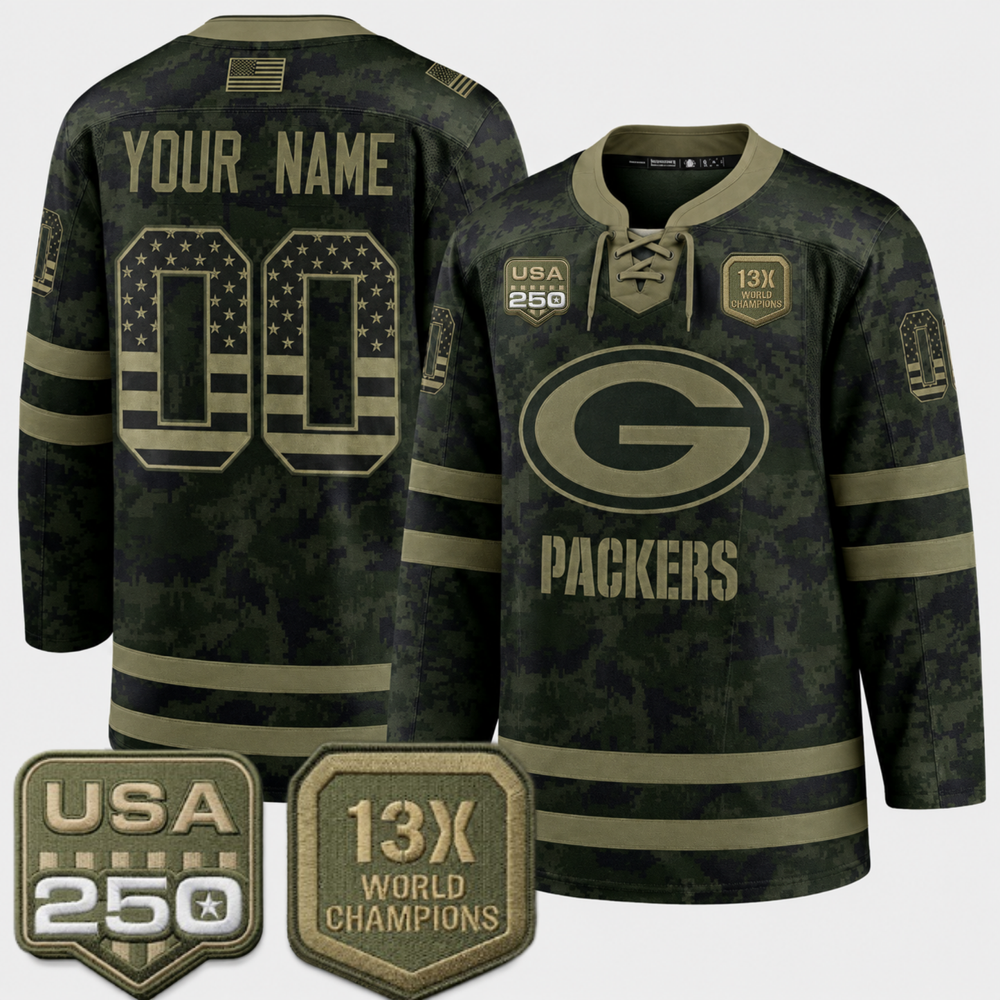 GB 2026 Salute To Service Edition Custom Hockey Jersey - Printed