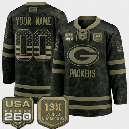GB 2026 Salute To Service Edition Custom Hockey Jersey - Printed