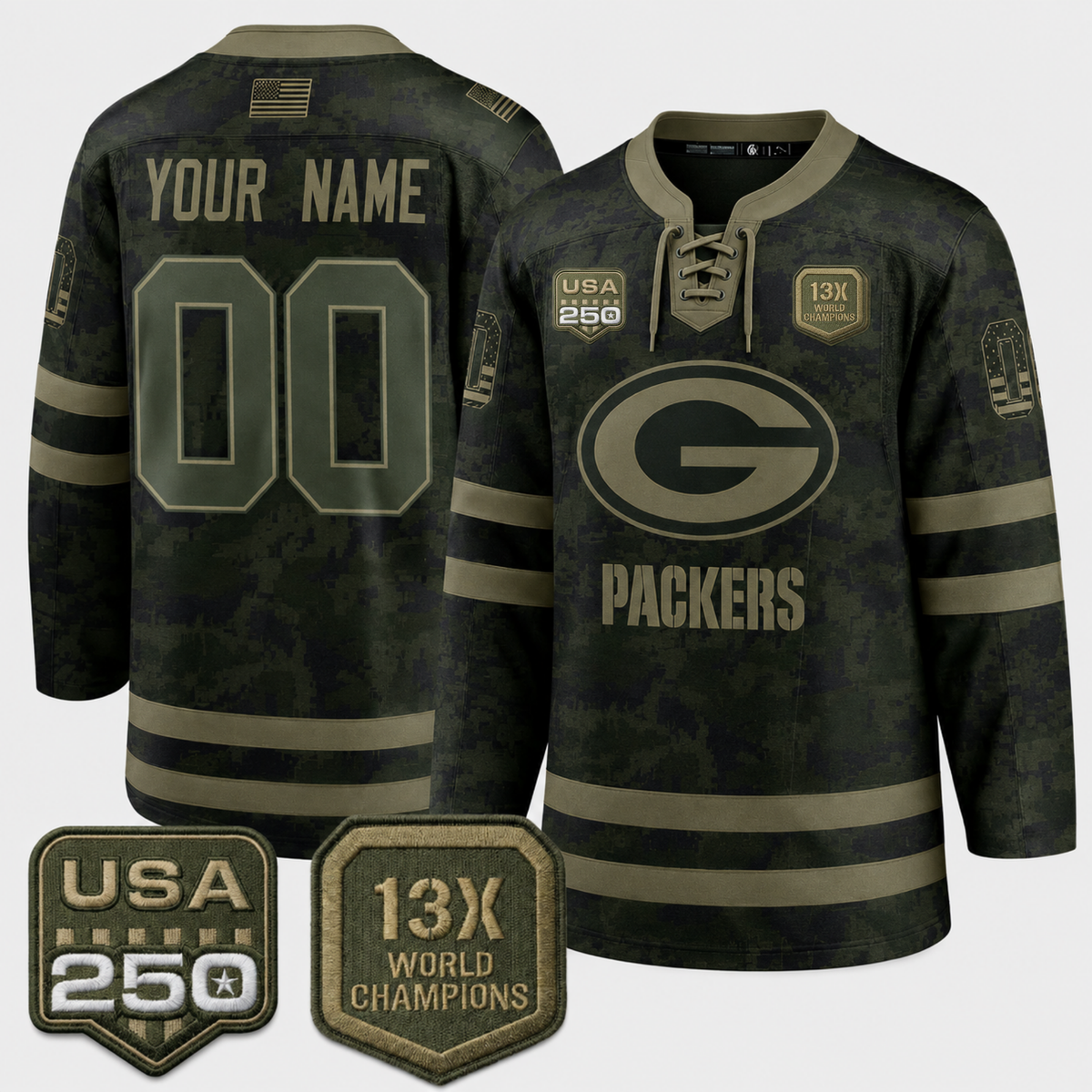 GB 2026 Salute To Service Edition Custom Hockey Jersey - Printed
