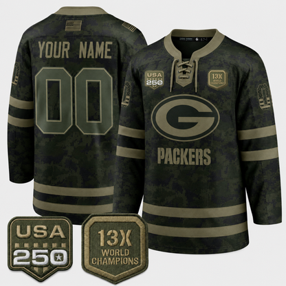 GB 2026 Salute To Service Edition Custom Hockey Jersey - Printed