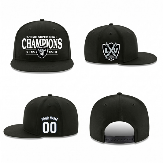 LVR 3X Super Bowl Champions Personalized Snapback Cap - Printed