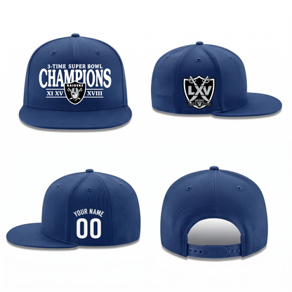 LVR 3X Super Bowl Champions Personalized Snapback Cap - Printed