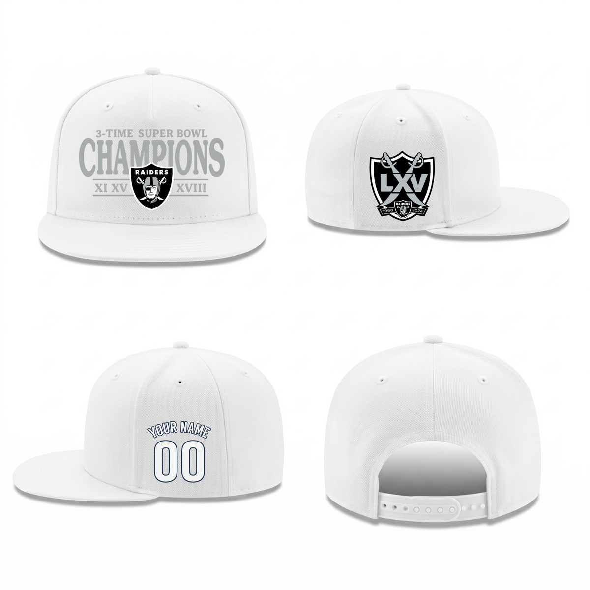LVR 3X Super Bowl Champions Personalized Snapback Cap - Printed