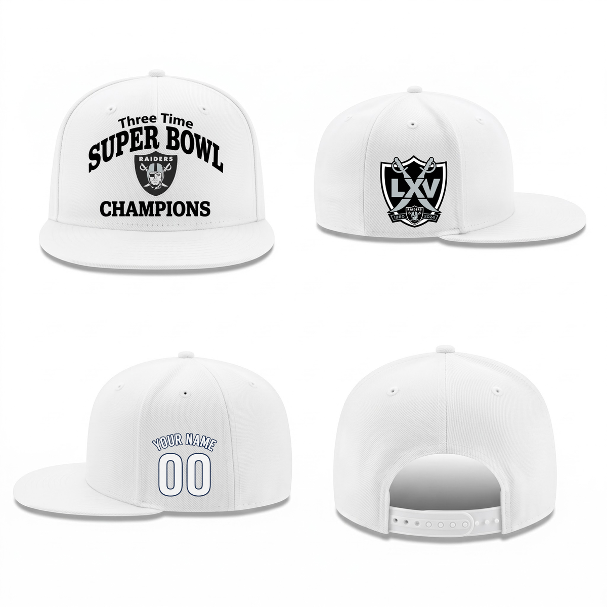 LVR 3X Super Bowl Champions Personalized Snapback Cap - Printed V2