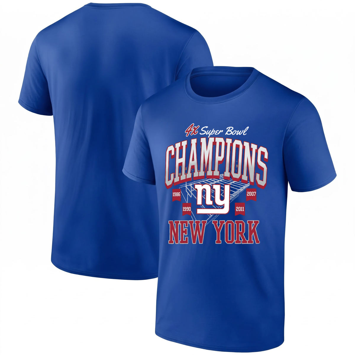 NYG 4x Super Bowl Champions One Side T-Shirt - Printed V1
