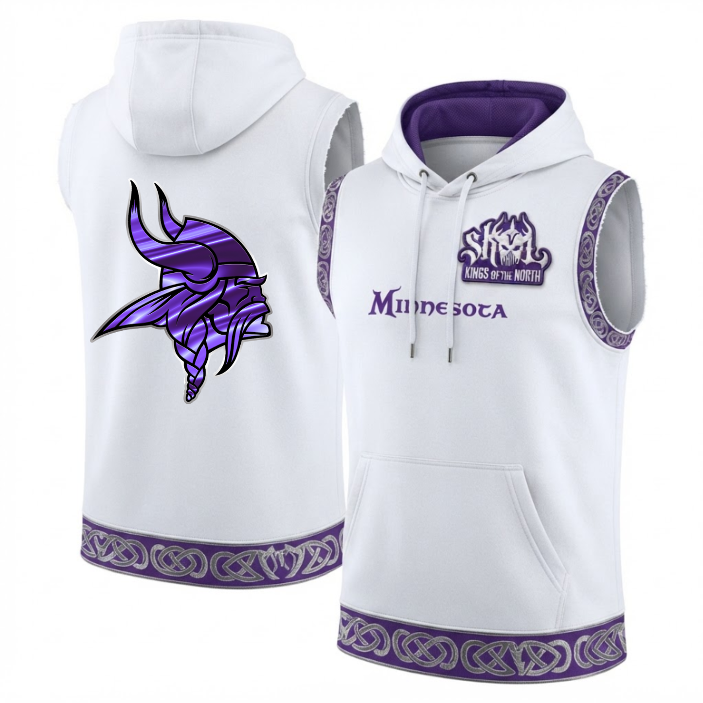 Minnesota Vikings Fan Gear Edition Sleeveless Hoodie Tank Top - Printed