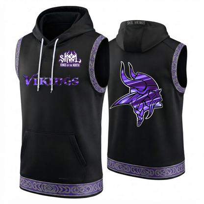 Minnesota Vikings Fan Gear Edition Sleeveless Hoodie Tank Top - Printed