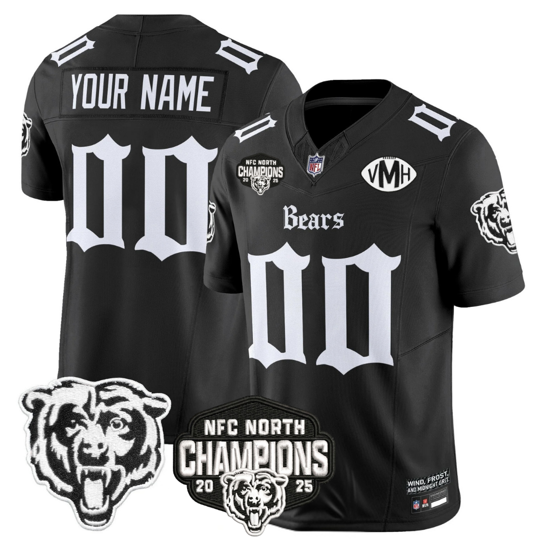 Custom CHI 'Gothic Midway Legacy' NFC North Champions Patch Vapor Limited Jersey - All Stitched