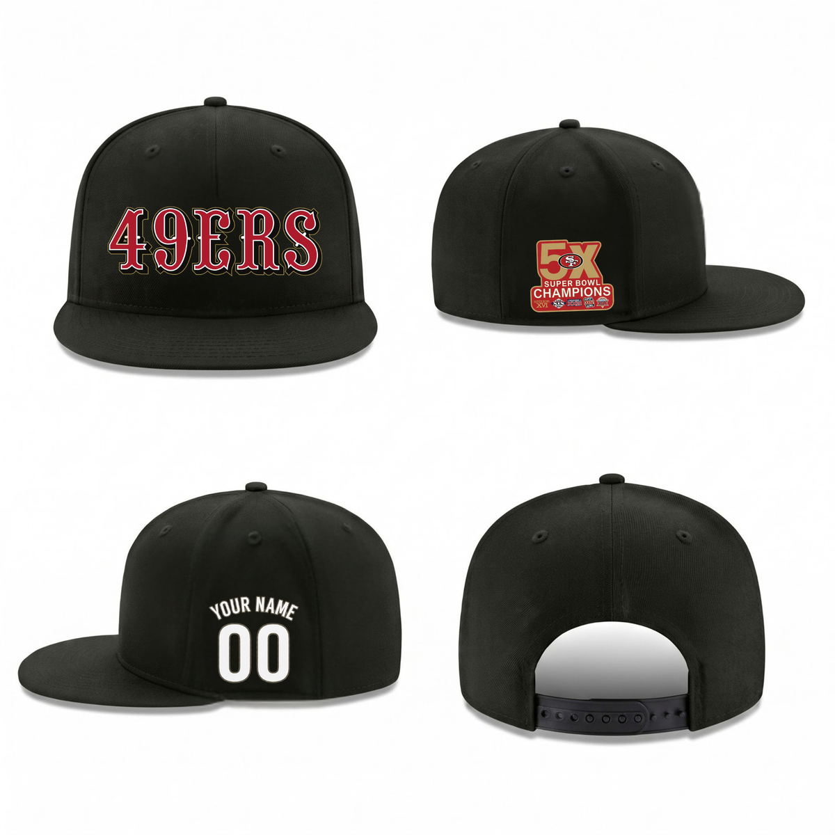 SF 5x Super Bowl Champions Personalized Snapback Cap - Printed V2